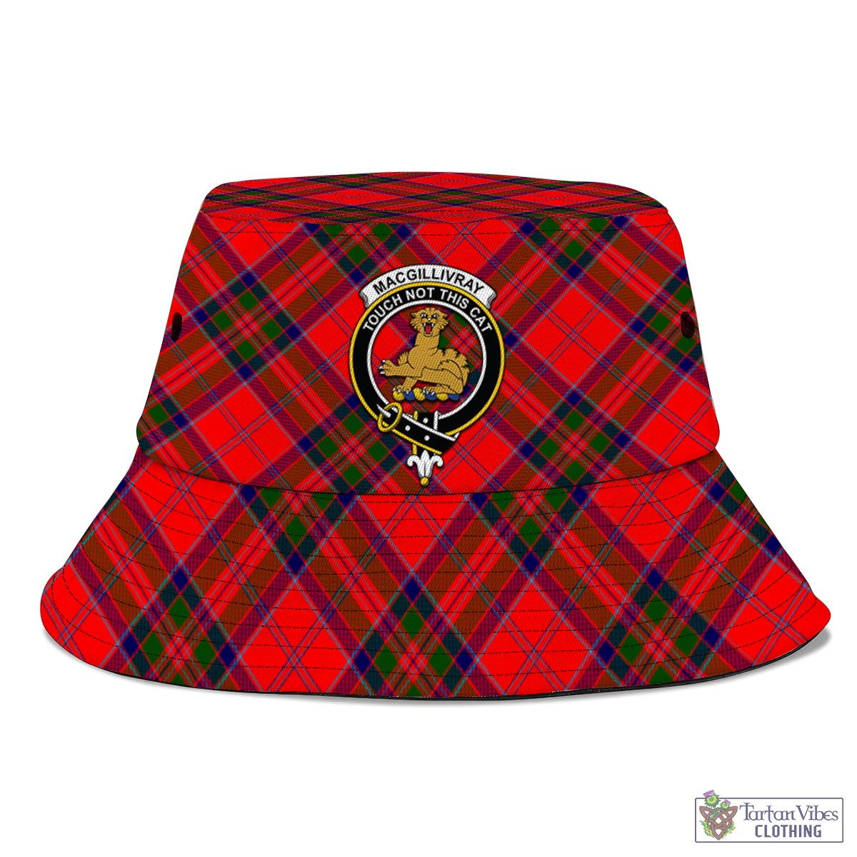 Tartan Vibes Clothing MacGillivray Modern Tartan Bucket Hat with Family Crest