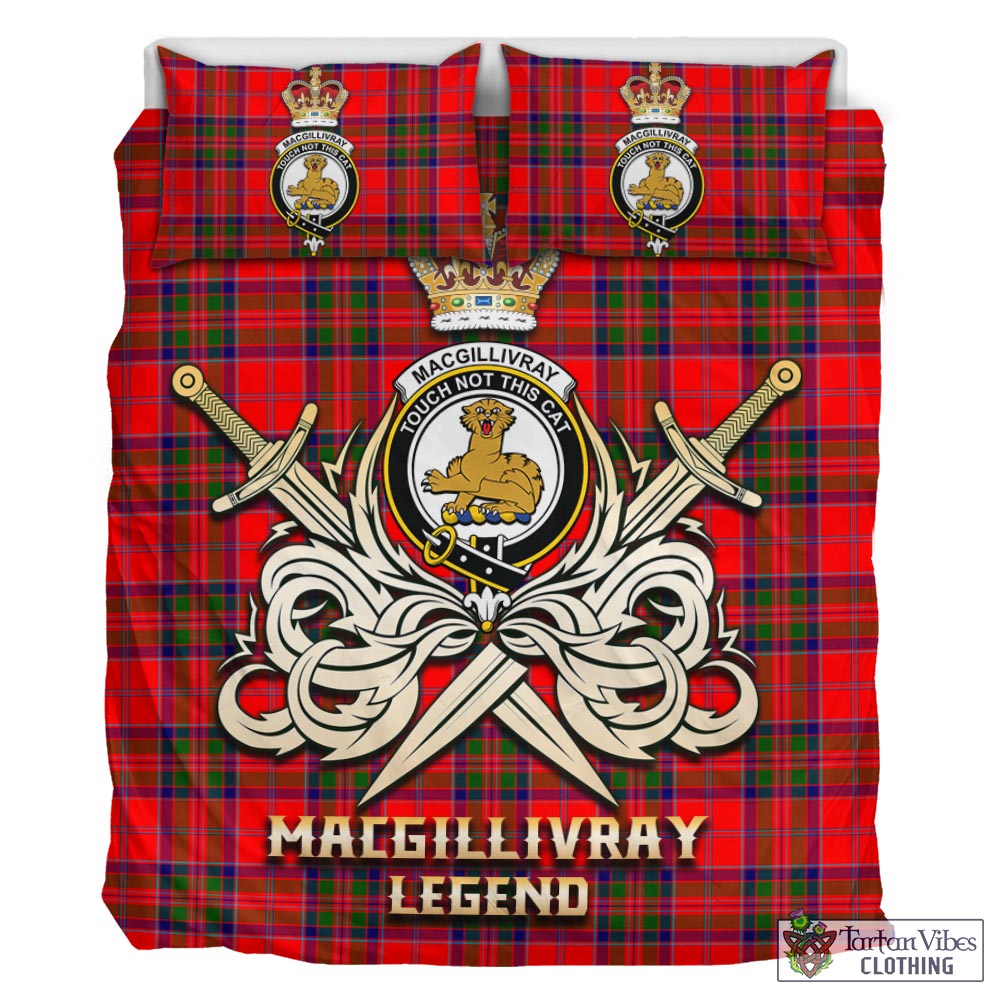 Tartan Vibes Clothing MacGillivray Modern Tartan Bedding Set with Clan Crest and the Golden Sword of Courageous Legacy