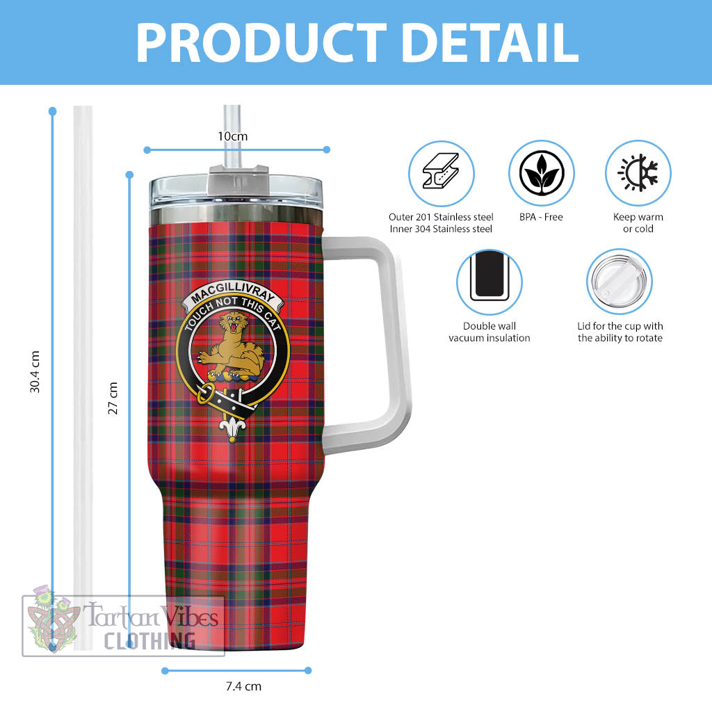 Tartan Vibes Clothing MacGillivray Modern Tartan and Family Crest Tumbler with Handle