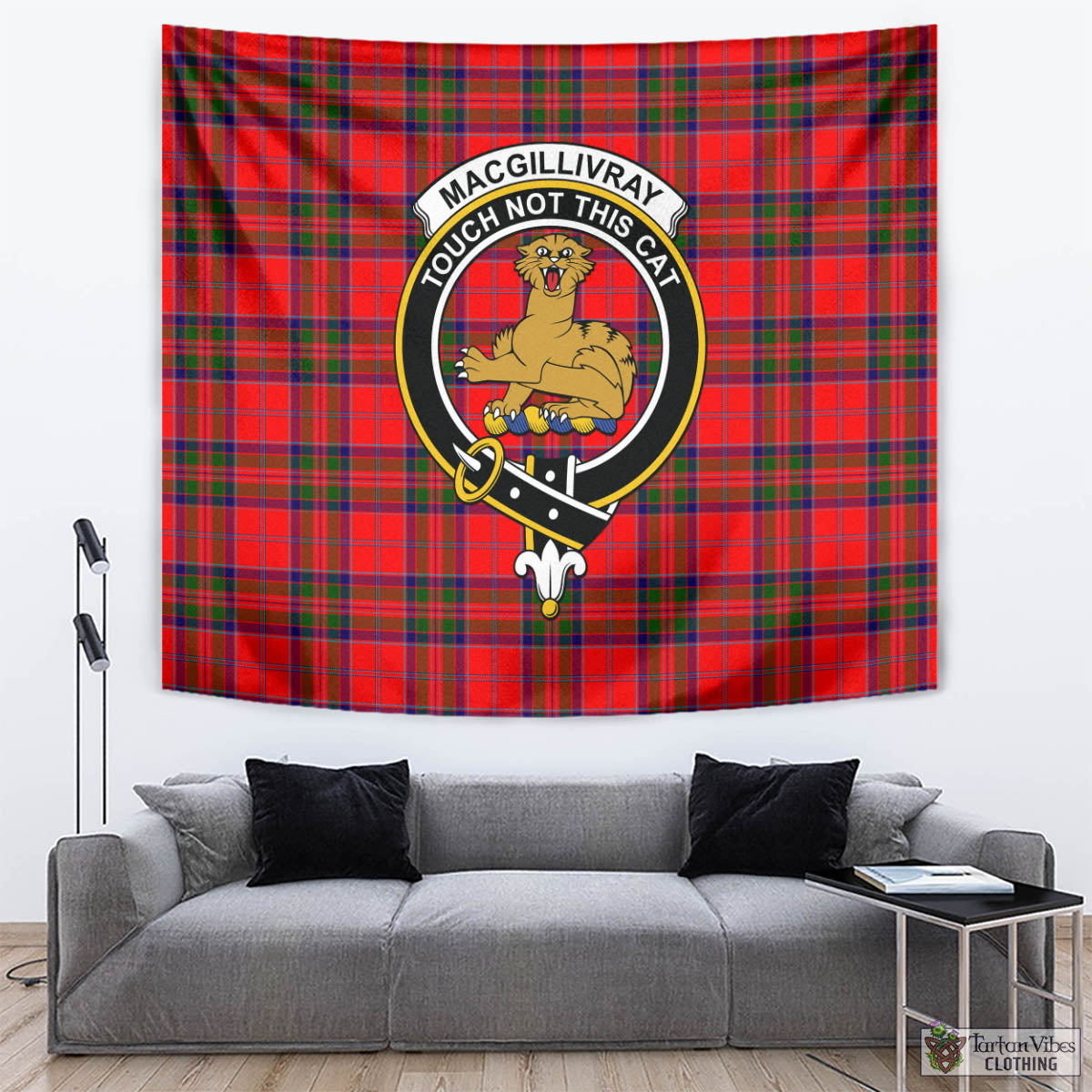 Tartan Vibes Clothing MacGillivray Modern Tartan Tapestry Wall Hanging and Home Decor for Room with Family Crest