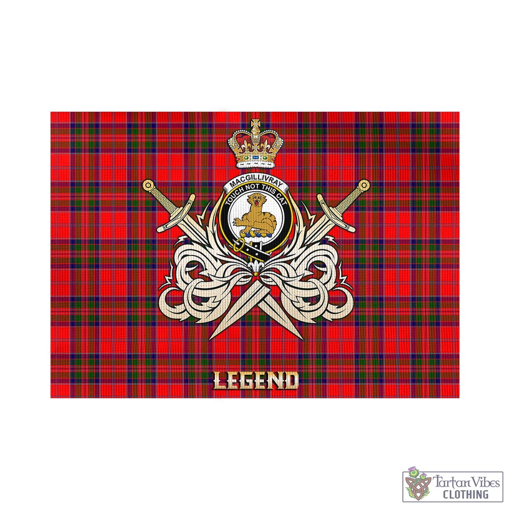 Tartan Vibes Clothing MacGillivray Modern Tartan Flag with Clan Crest and the Golden Sword of Courageous Legacy