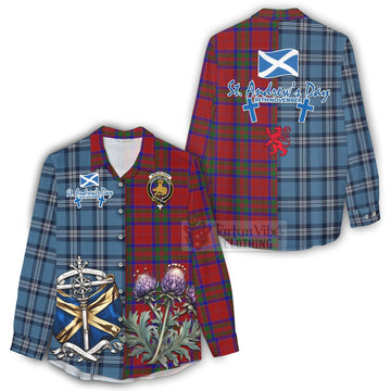 MacGilvery (McGilvery) Tartan Women's Casual Shirt Happy St. Andrew's Day Half Tartan Style