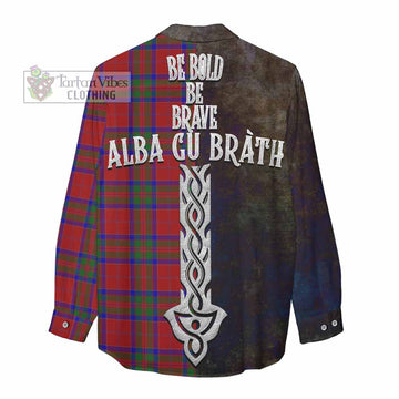 MacGilvery (McGilvery) Tartan Family Crest Women's Casual Shirt Alba Gu Brath Be Brave Lion Ancient Style - Tartan Vibes Clothing