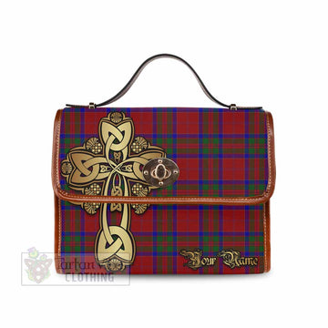 MacGilvery (McGilvery) Tartan Waterproof Canvas Bag Golden Thistle Celtic Cross Style Brown Leather Strap One Size 10.5*20*27cm - Tartan Vibes Clothing