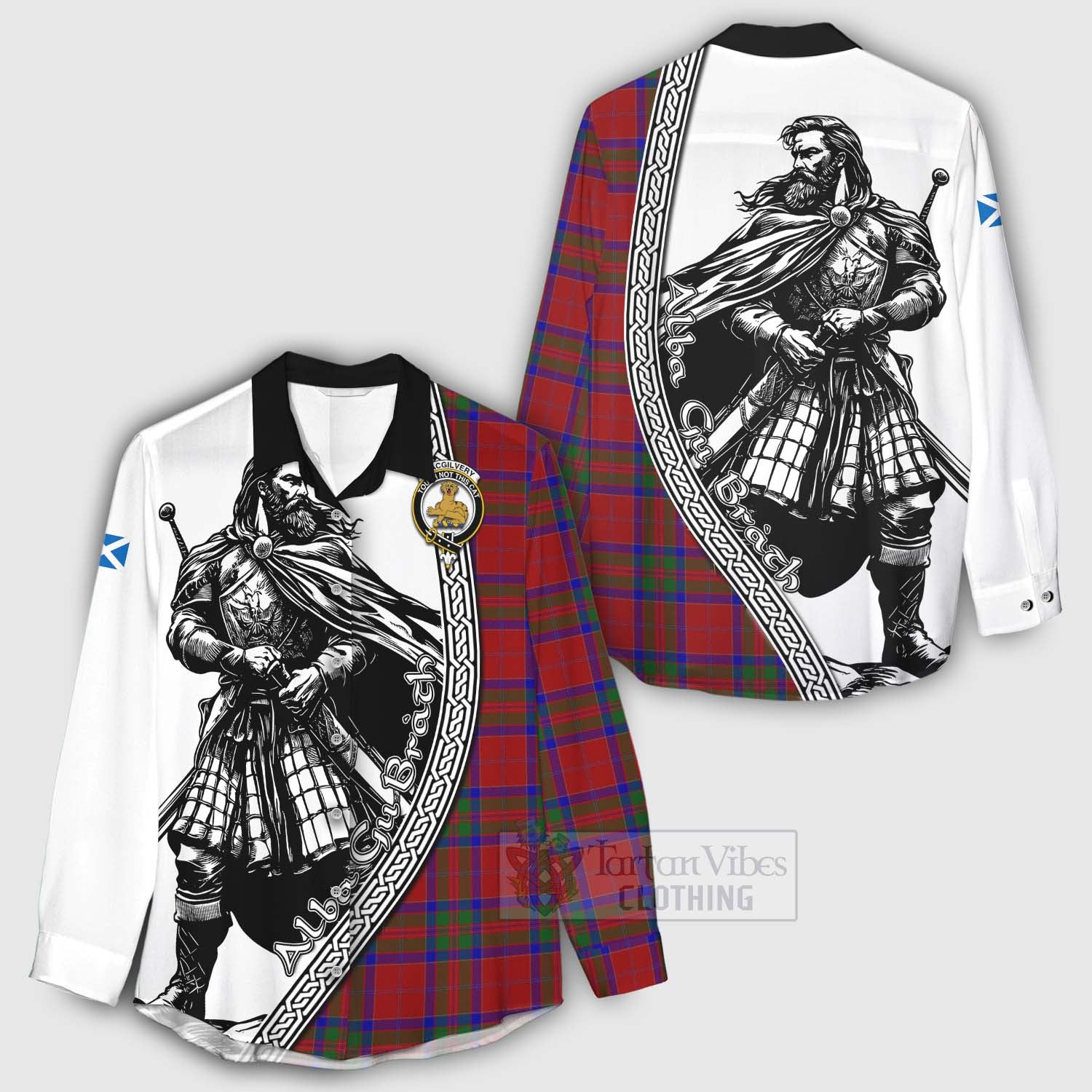 Tartan Vibes Clothing MacGilvery (McGilvery) Tartan Clan Crest Women's Casual Shirt with Highlander Warrior Celtic Style