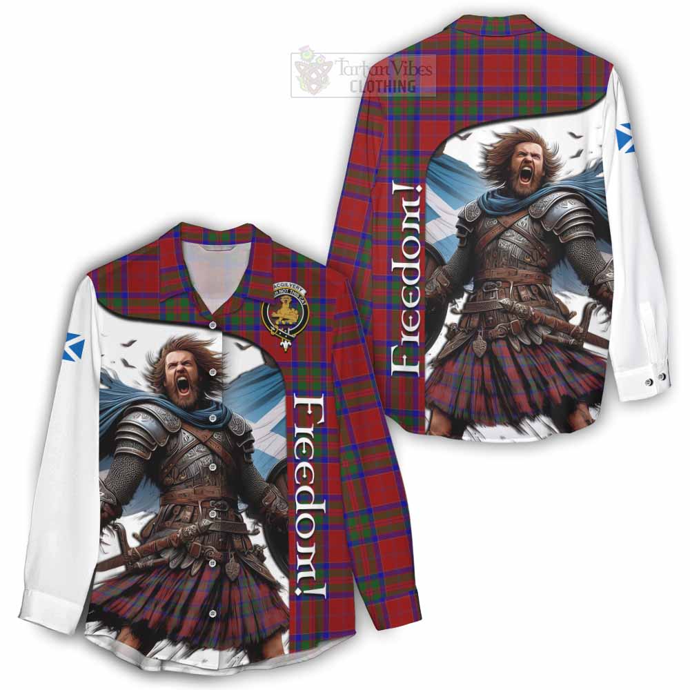 Tartan Vibes Clothing MacGilvery (McGilvery) Crest Tartan Women's Casual Shirt Inspired by the Freedom of Scottish Warrior