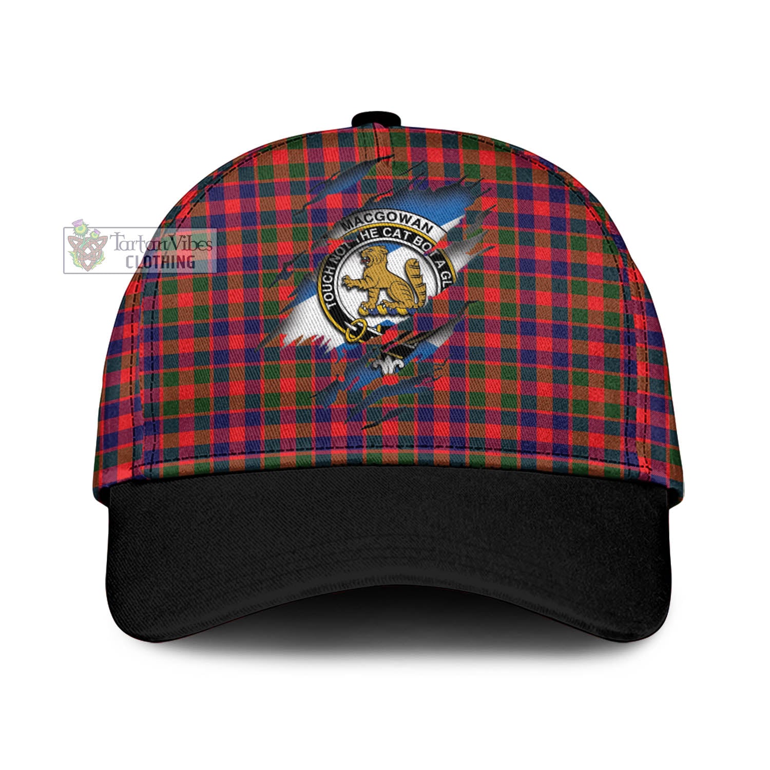 Tartan Vibes Clothing MacGowan Tartan Classic Cap with Family Crest In Me Style