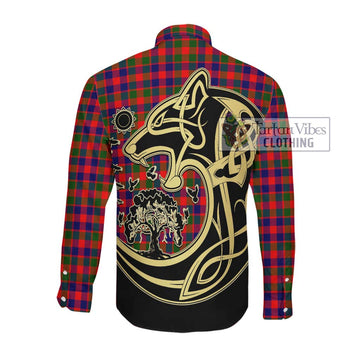 MacGowan (McGowan) Tartan Long Sleeve Button Shirt with Family Crest Celtic Wolf Style Men's Shirt - Tartan Vibes Clothing