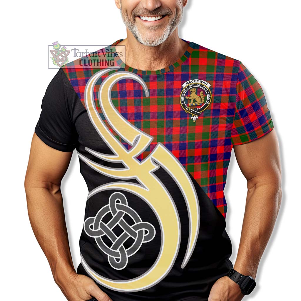 Tartan Vibes Clothing MacGowan Tartan T-Shirt with Family Crest and Celtic Symbol Style