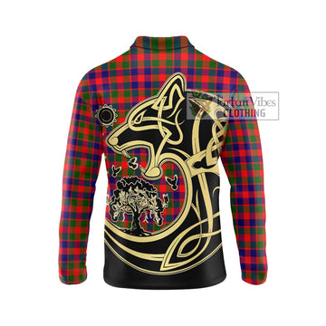 MacGowan (McGowan) Tartan Long Sleeve Polo Shirt with Family Crest Celtic Wolf Style - Tartan Vibes Clothing