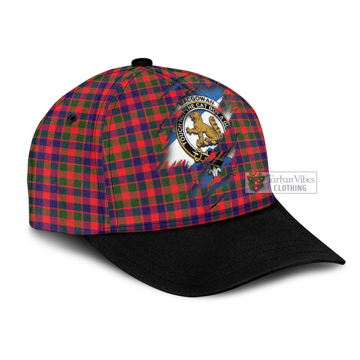 Tartan Vibes Clothing MacGowan Tartan Classic Cap with Family Crest In Me Style