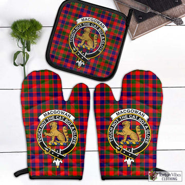 MacGowan (McGowan) Tartan Combo Oven Mitt & Pot-Holder with Family Crest Black - Tartan Vibes Clothing