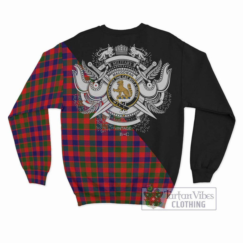MacGowan (McGowan) Tartan Sweatshirt with Family Crest and Military Logo Style - Tartan Vibes Clothing