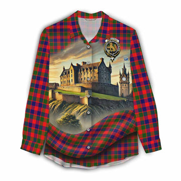 MacGowan (McGowan) Tartan Family Crest Women's Casual Shirt with Scottish Ancient Castle Style Female - Tartan Vibes Clothing