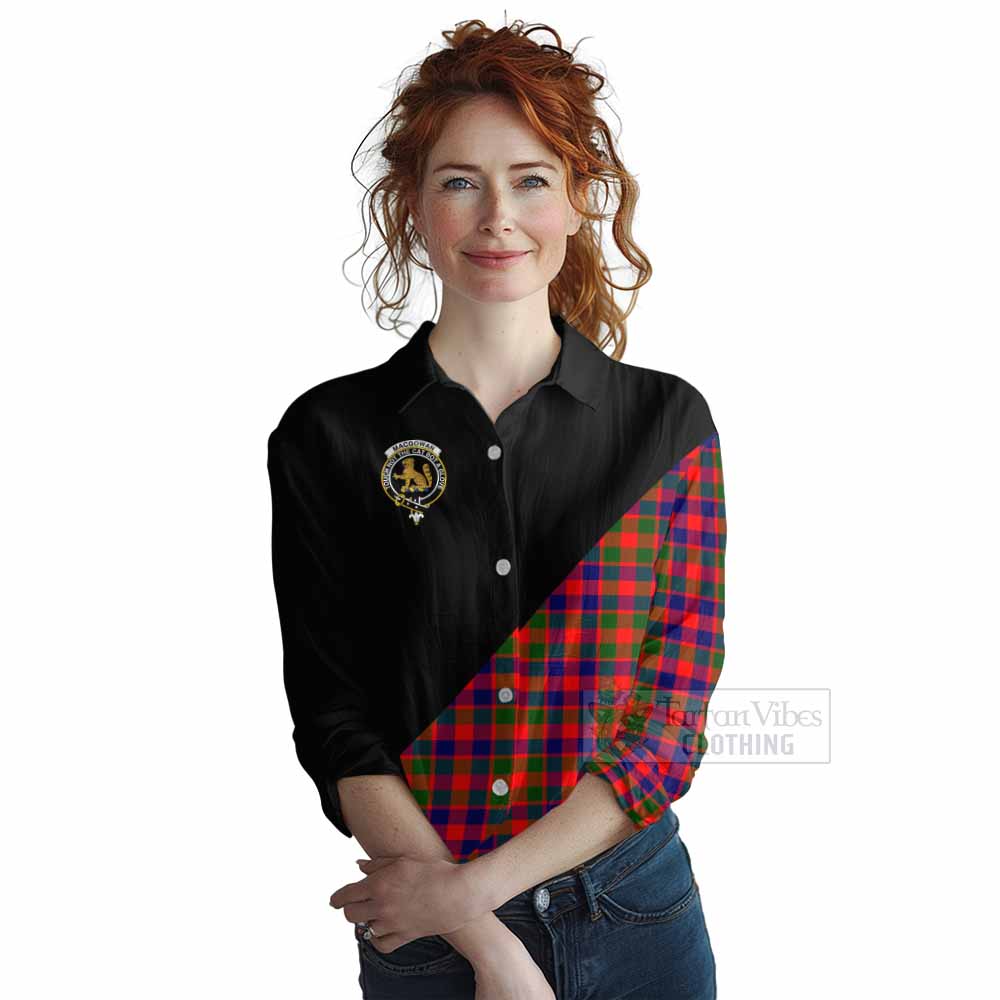 Tartan Vibes Clothing MacGowan (McGowan) Tartan Women's Casual Shirt with Family Crest and Military Logo Style