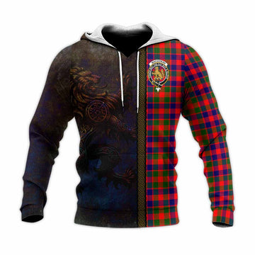 MacGowan (McGowan) Tartan Family Crest Knitted Hoodie Alba Gu Brath Be Brave Lion Ancient Style Unisex Knitted Pullover Hoodie - Tartan Vibes Clothing