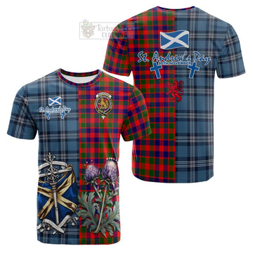MacGowan (McGowan) Tartan Cotton T-shirt Happy St. Andrew's Day Half Tartan Style Kid's Shirt - Tartan Vibes Clothing