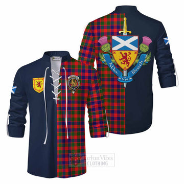 MacGowan (McGowan) Tartan Ghillie Kilt Shirt Alba with Scottish Lion Royal Arm Half Style Men - Tartan Vibes Clothing