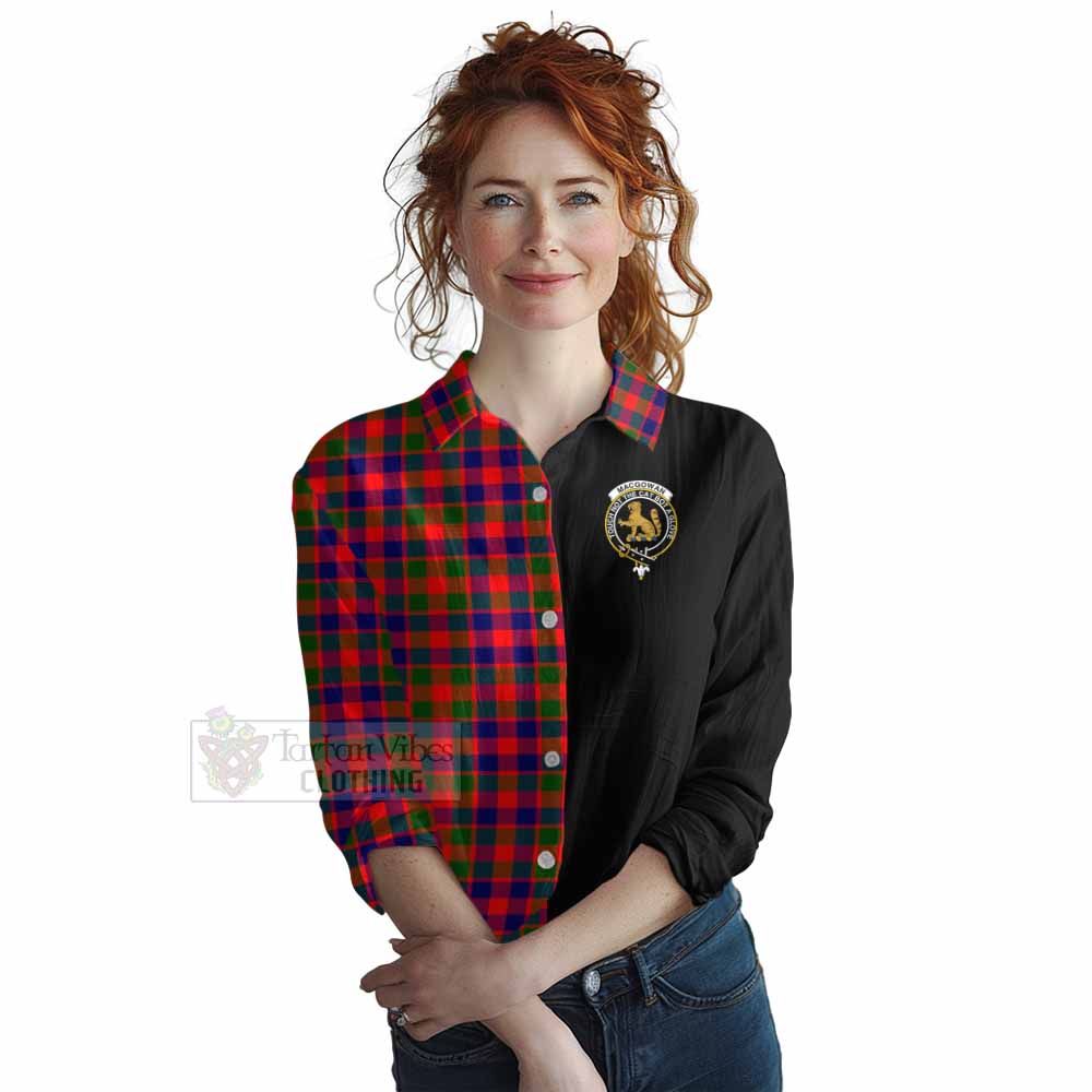 Tartan Vibes Clothing MacGowan (McGowan) Tartan Women's Casual Shirt with Family Crest and Half Of Me Style