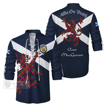 MacGowan (McGowan) Tartan Lion Rampant Ghillie Kilt Shirt Proudly Display Your Heritage with Alba Gu Brath and Clan Name Men - Tartan Vibes Clothing