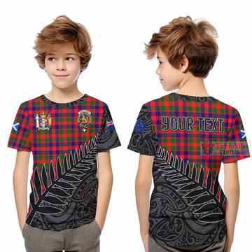 MacGowan (McGowan) Crest Tartan Kid T-Shirt with New Zealand Silver Fern Half Style Youth XL Size14 - Tartan Vibes Clothing