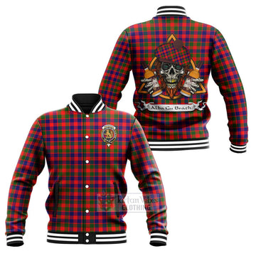 MacGowan (McGowan) Tartan Baseball Jacket with Family Crest and Bearded Skull Holding Bottles of Whiskey Unisex - Tartan Vibes Clothing