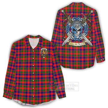 MacGowan (McGowan) Tartan Women's Casual Shirt with Family Crest Celtic Skull Style