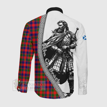 MacGowan (McGowan) Tartan Clan Crest Long Sleeve Button Shirt with Highlander Warrior Celtic Style Men's Shirt - Tartan Vibes Clothing