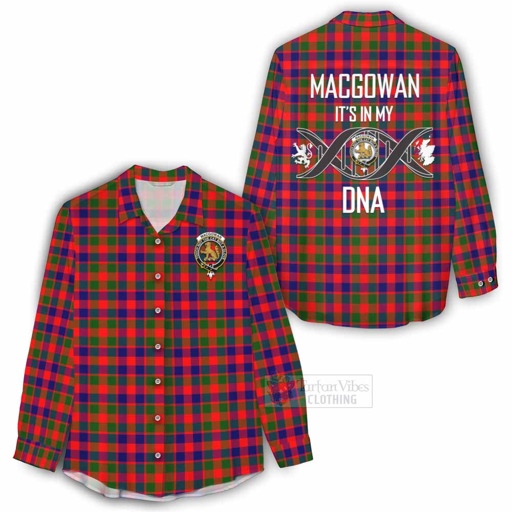 Tartan Vibes Clothing MacGowan (McGowan) Tartan Women's Casual Shirt with Family Crest DNA In Me Style