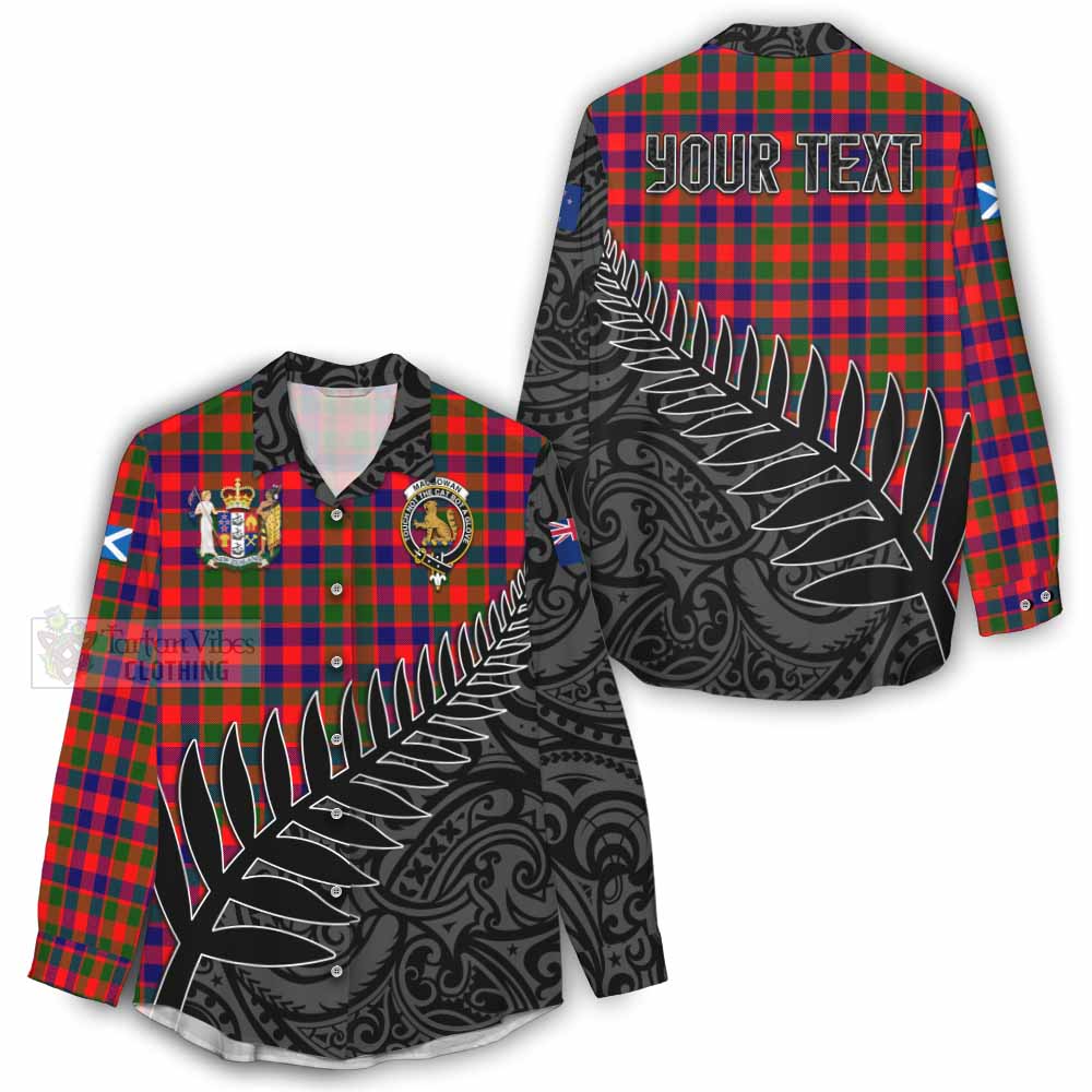 Tartan Vibes Clothing MacGowan (McGowan) Crest Tartan Women's Casual Shirt with New Zealand Silver Fern Half Style