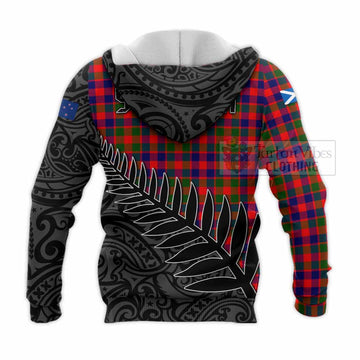MacGowan (McGowan) Crest Tartan Knitted Hoodie with New Zealand Silver Fern Half Style - Tartan Vibes Clothing