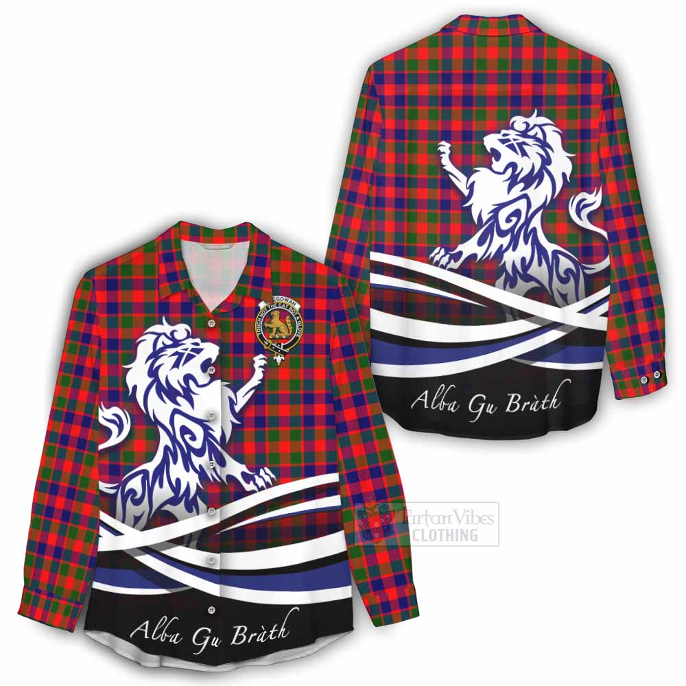 Tartan Vibes Clothing MacGowan (McGowan) Tartan Women's Casual Shirt with Alba Gu Brath Regal Lion Emblem