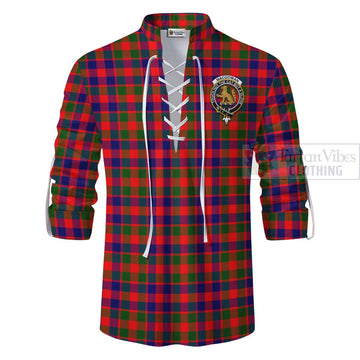 MacGowan (McGowan) Tartan Ghillie Kilt Shirt with Family Crest Celtic Skull Style - Tartan Vibes Clothing