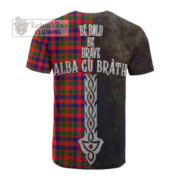 MacGowan (McGowan) Tartan Family Crest Cotton T-shirt Alba Gu Brath Be Brave Lion Ancient Style - Tartan Vibes Clothing