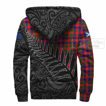 MacGowan (McGowan) Crest Tartan Sherpa Hoodie with New Zealand Silver Fern Half Style - Tartan Vibes Clothing