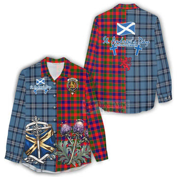 MacGowan (McGowan) Tartan Women's Casual Shirt Happy St. Andrew's Day Half Tartan Style