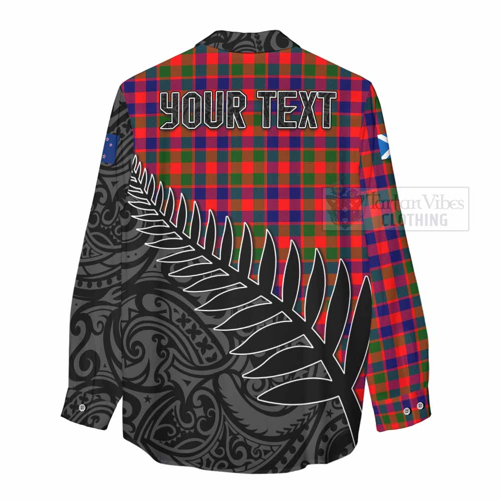 Tartan Vibes Clothing MacGowan (McGowan) Crest Tartan Women's Casual Shirt with New Zealand Silver Fern Half Style