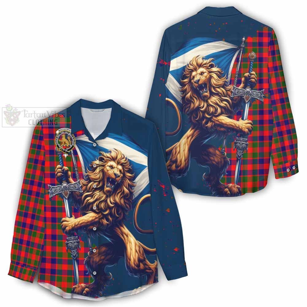 Tartan Vibes Clothing MacGowan (McGowan) Tartan Family Crest Women's Casual Shirt with Scottish Majestic Lion