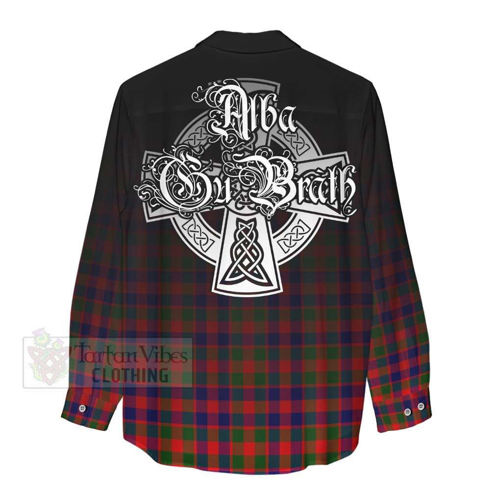 Tartan Vibes Clothing MacGowan (McGowan) Tartan Women's Casual Shirt Featuring Alba Gu Brath Family Crest Celtic Inspired