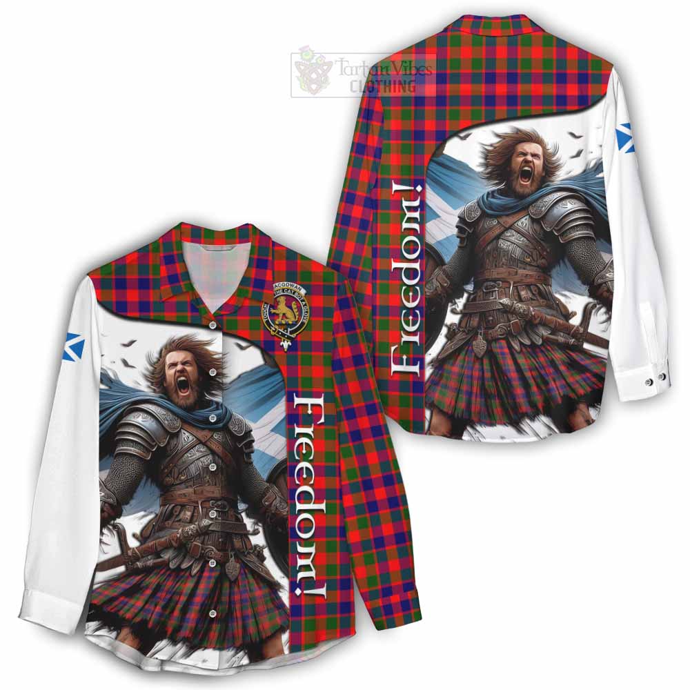 Tartan Vibes Clothing MacGowan (McGowan) Crest Tartan Women's Casual Shirt Inspired by the Freedom of Scottish Warrior