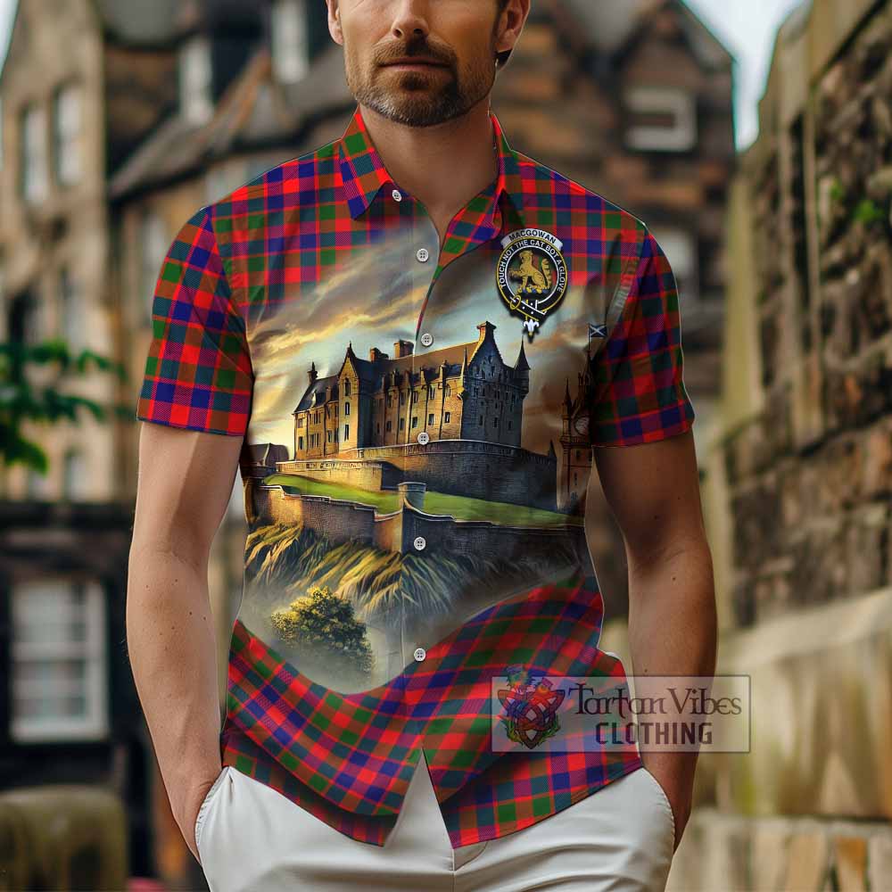 MacGowan (McGowan) Tartan Family Crest Hawaiian Shirt with Scottish Ancient Castle Style - Tartan Vibes Clothing