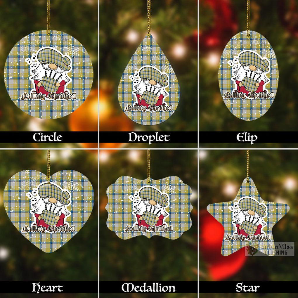 Tartan Vibes Clothing MacGrath (McGrath) Tartan Christmas Aluminium Ornament with Gnome Playing Bagpipes