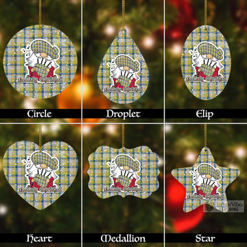 MacGrath (McGrath) Tartan Christmas Aluminium Ornament with Scottish Gnome Playing Bagpipes