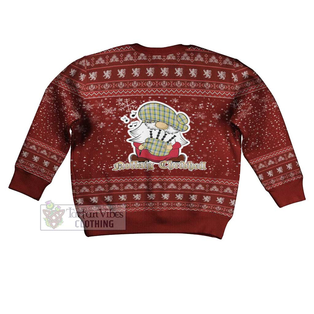 Tartan Vibes Clothing MacGrath (McGrath) Clan Christmas Kid Ugly Sweater with Gnome Playing Bagpipes