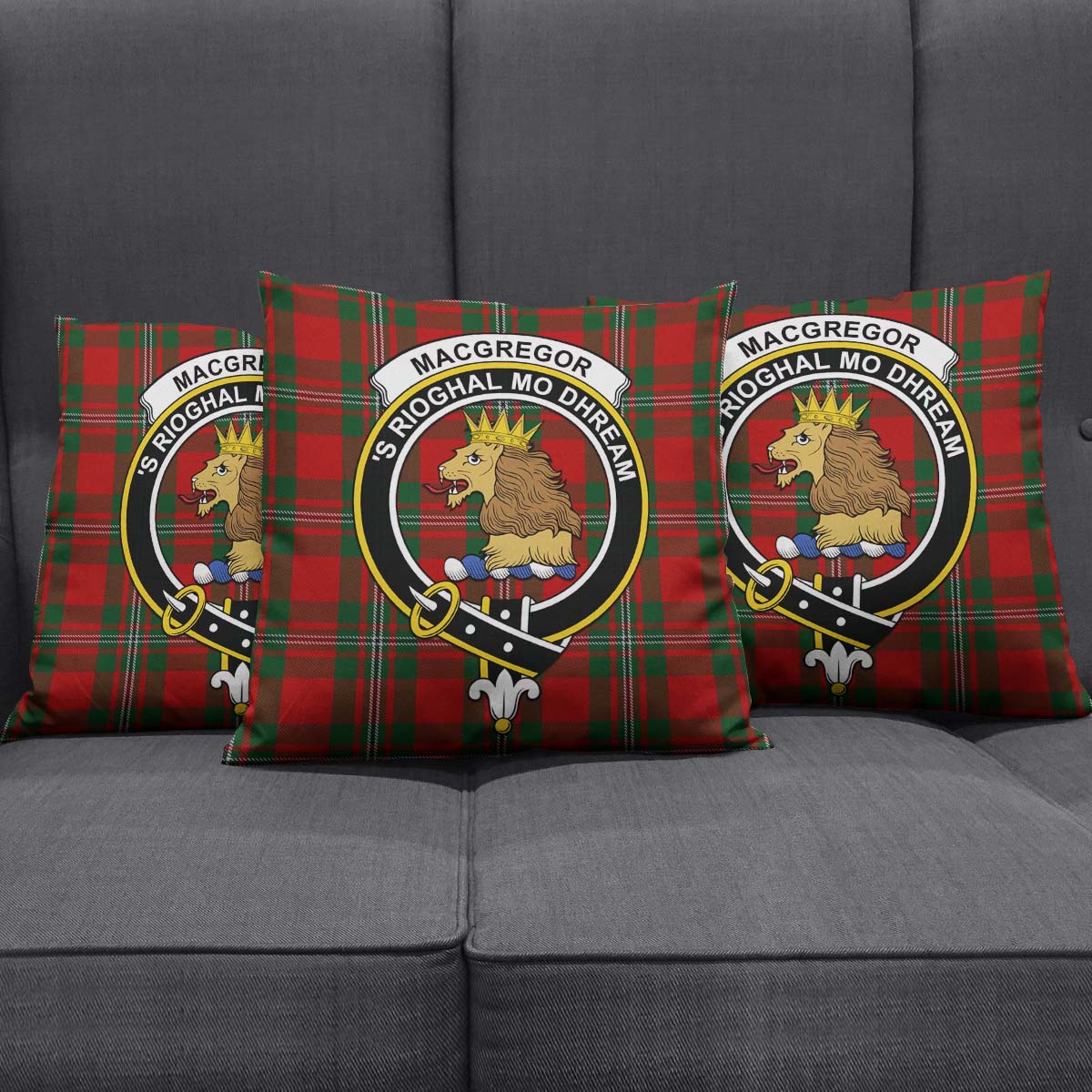 MacGregor Tartan Pillow Cover with Family Crest Square Pillow Cover - Tartanvibesclothing