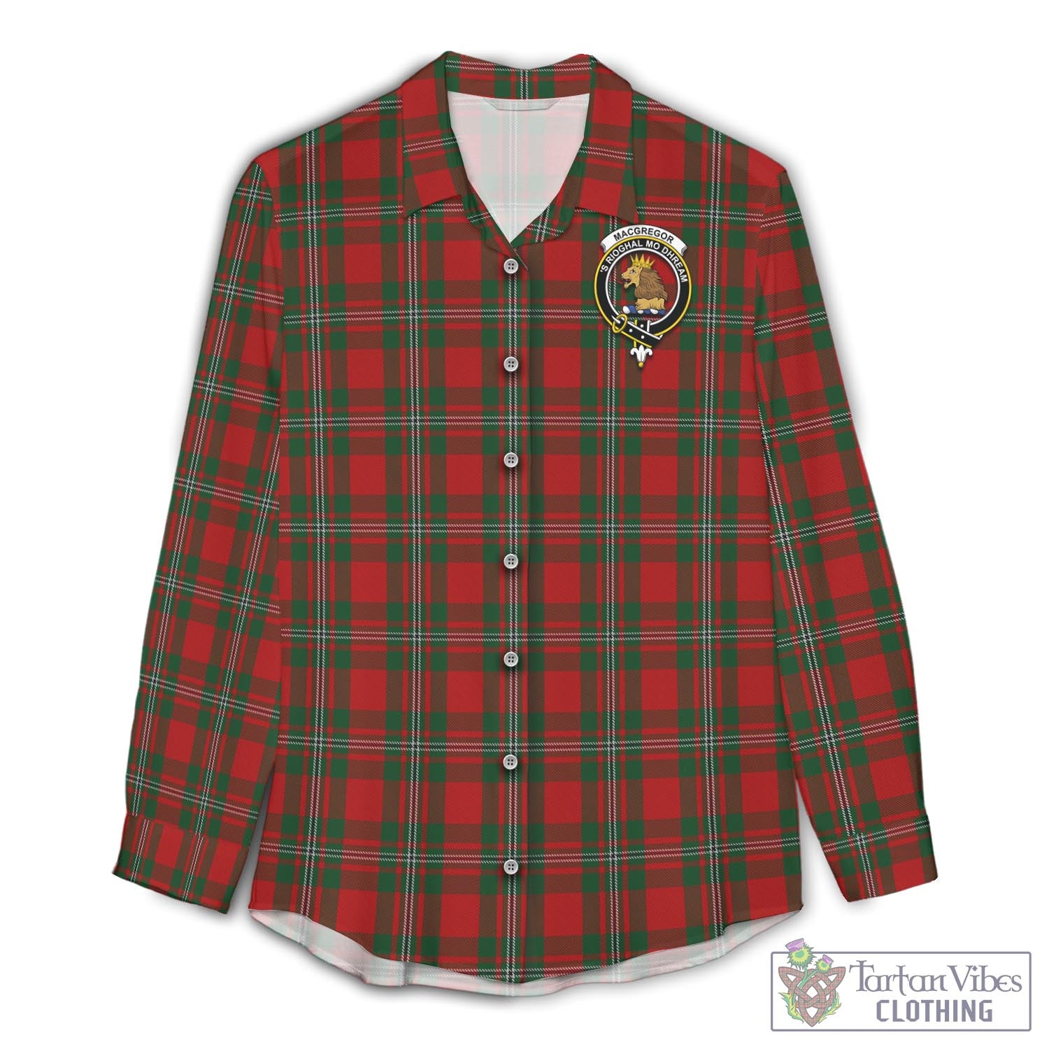 Tartan Vibes Clothing MacGregor Tartan Womens Casual Shirt with Family Crest