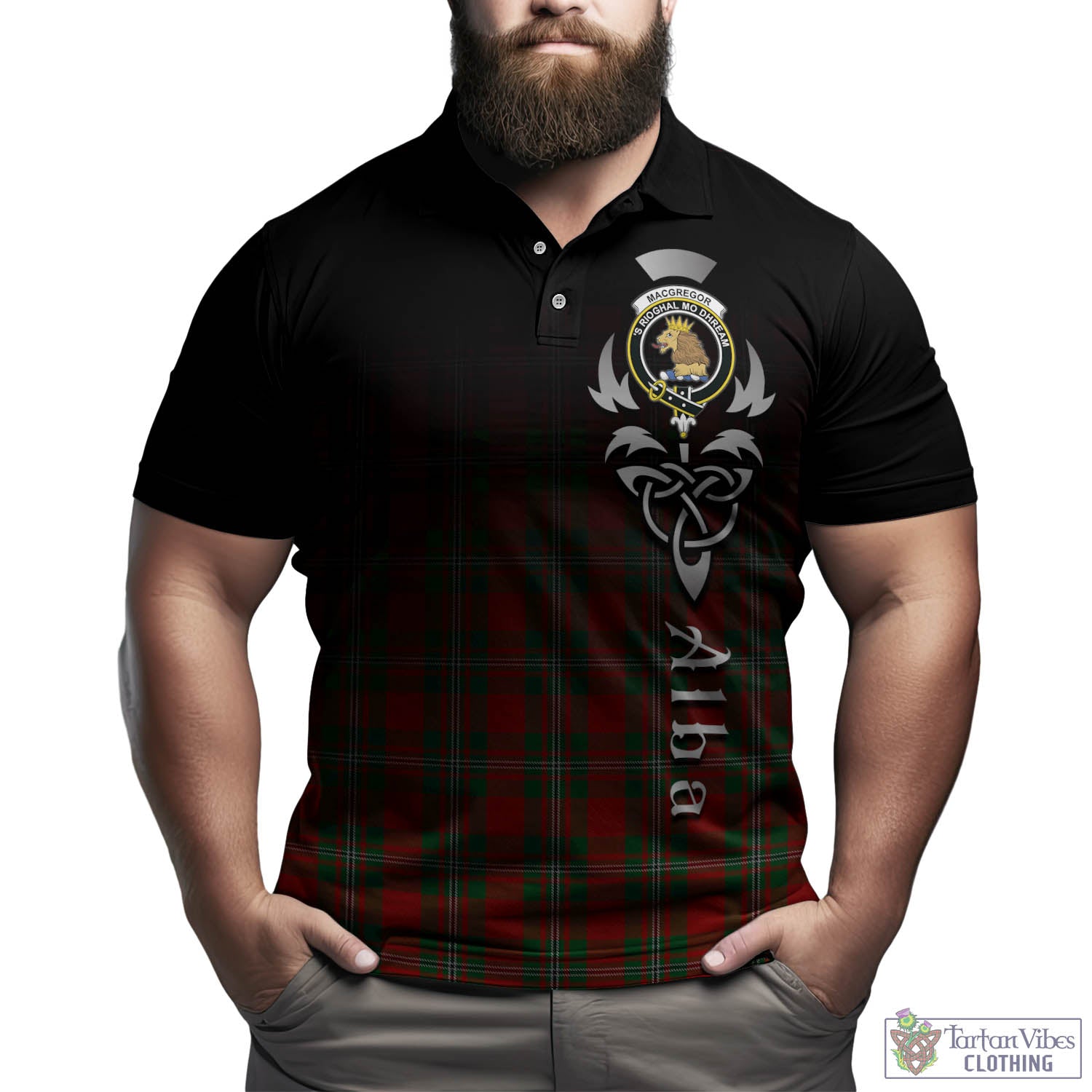 Tartan Vibes Clothing MacGregor Tartan Polo Shirt Featuring Alba Gu Brath Family Crest Celtic Inspired