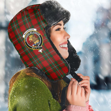 MacGregor (McGregor) Tartan Winter Trapper Hat with Family Crest