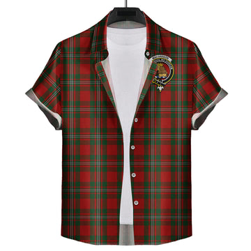 MacGregor (McGregor) Tartan Short Sleeve Button Down Shirt with Family Crest