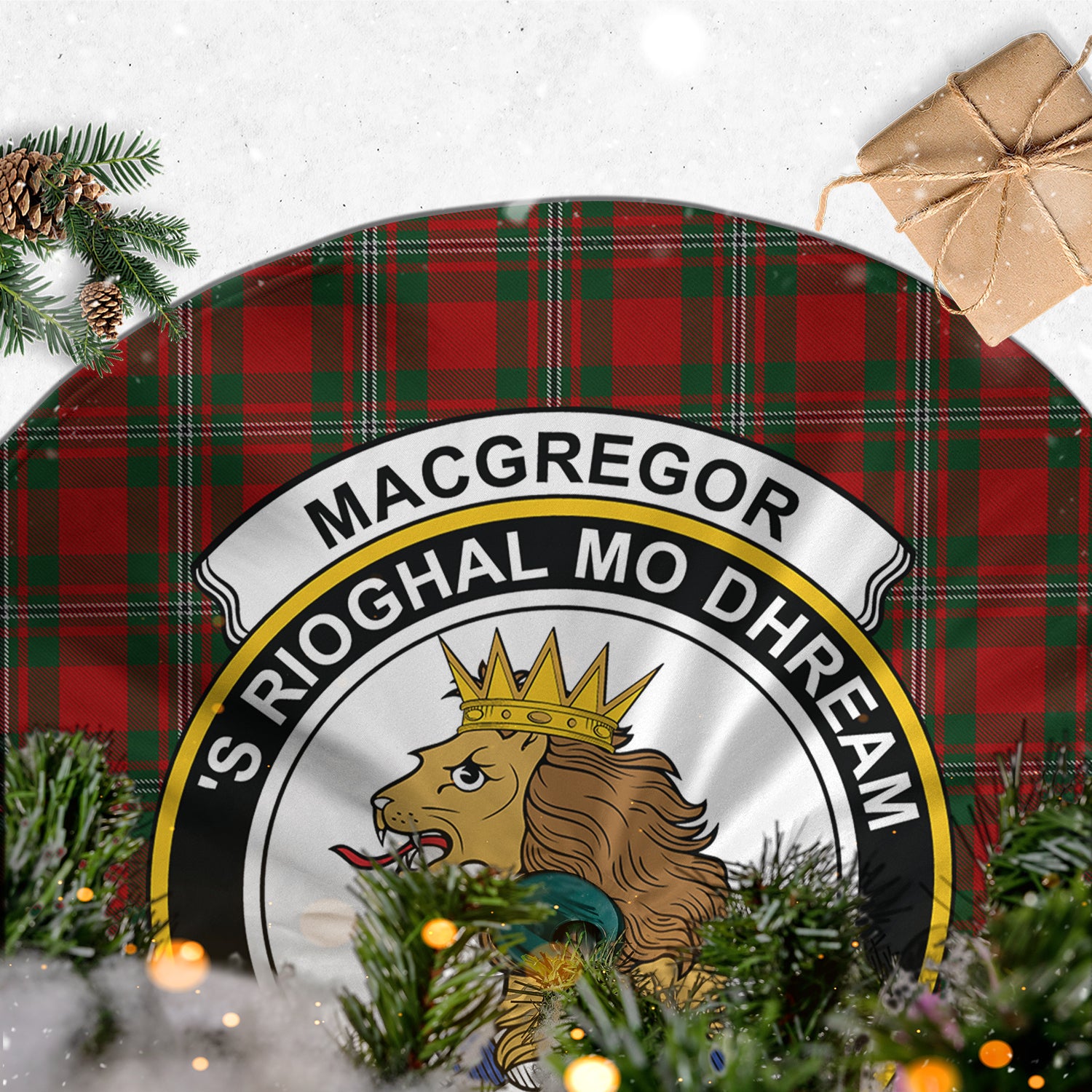 MacGregor Tartan Christmas Tree Skirt with Family Crest - Tartanvibesclothing